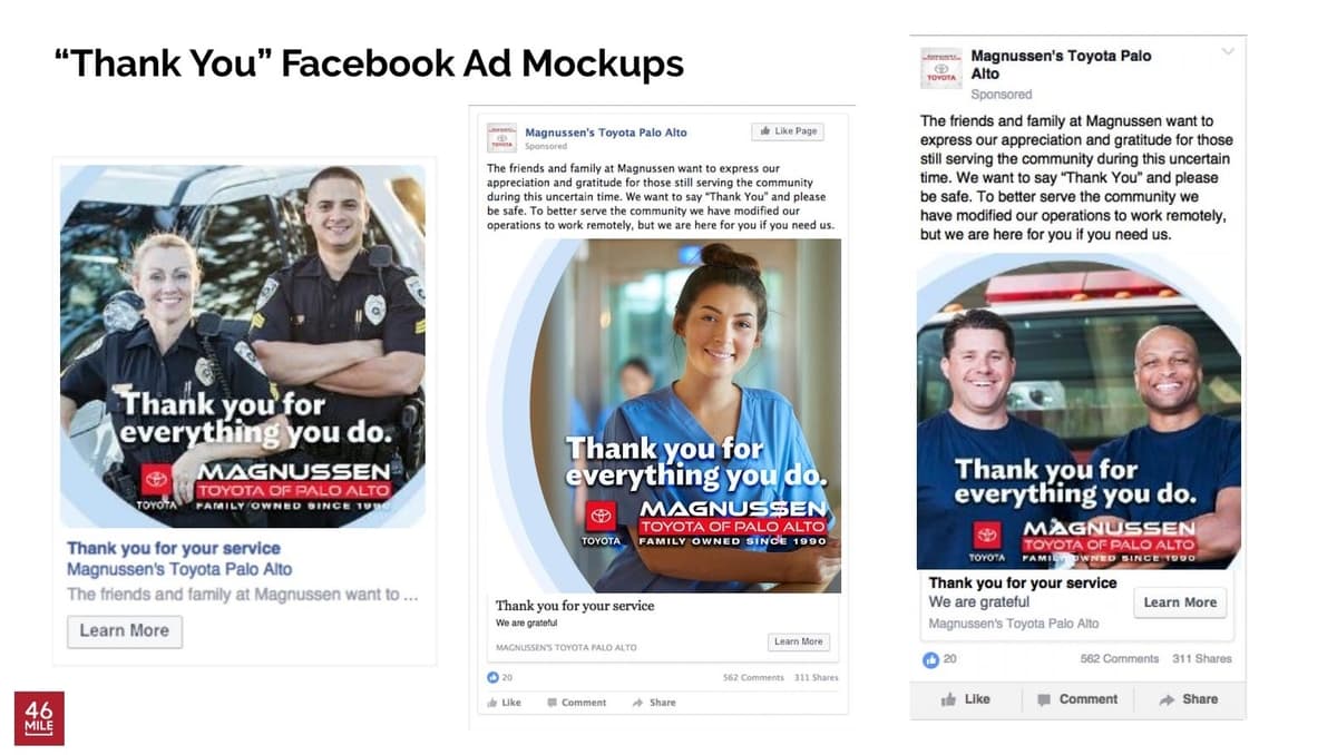Facebook Ad Mock-Ups for Magnussens COVID-19 Ad Campaign